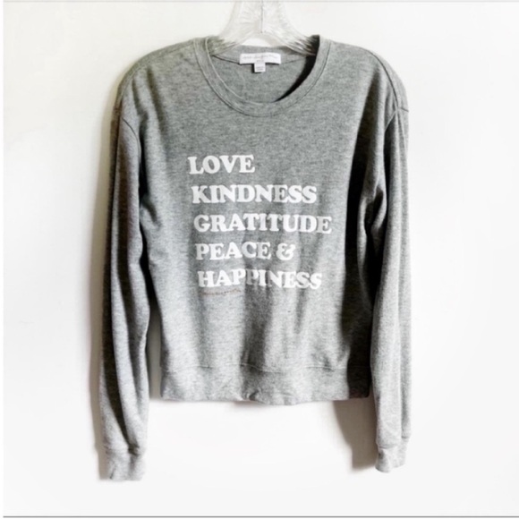 Spiritual Gangster Happiness Savasana sweater gray white crew neck graphic - Picture 2 of 7